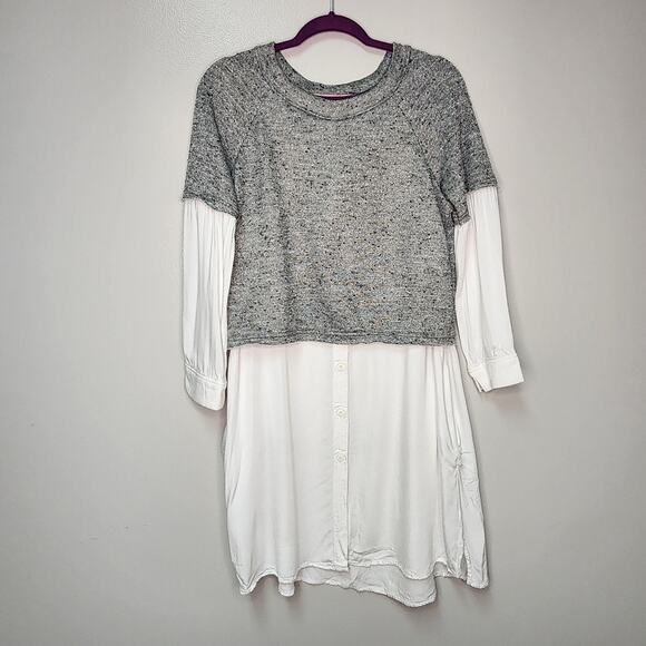 Violet White button down Shirt with attached Gray Sweater size Medium - Picture 1 of 5